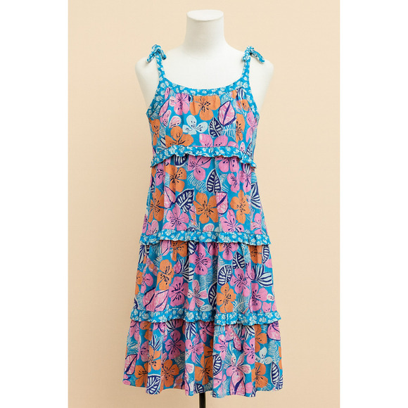 Kat & Jack Girls Dress M 7-8 Boho Cottagecore Floral Garden Tea Party Maxi - Picture 2 of 12